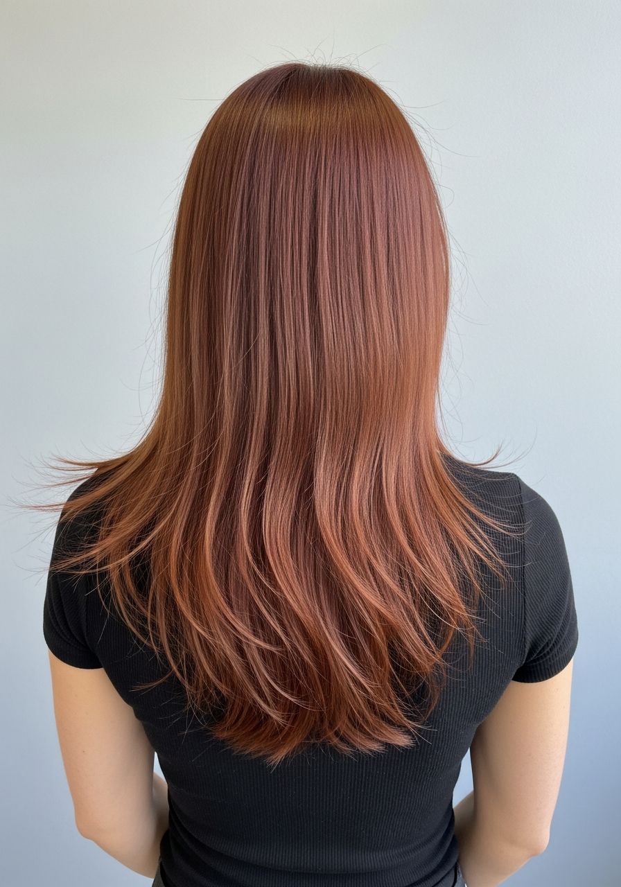 Rich auburn red hair extensions with natural movement and shine at Leo & Simon Hair Salon in Eton near Windsor