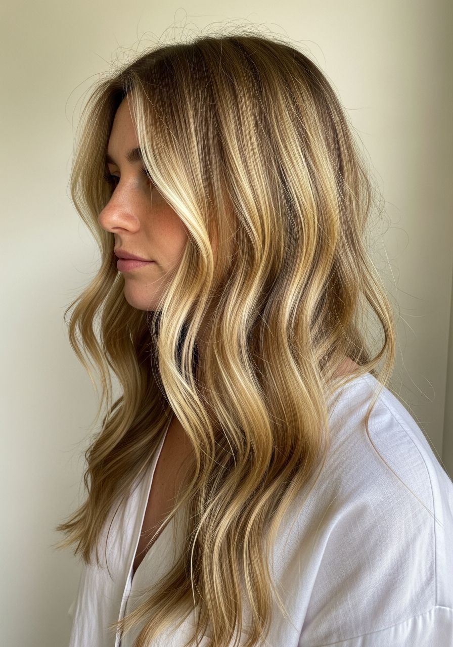 Blonde hair extensions with natural beach finish, hand-applied at Leo & Simon Hair Salon in Eton near Windsor